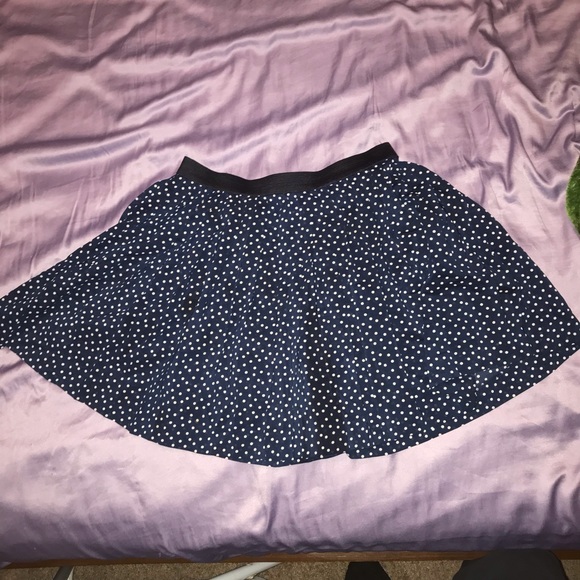 Navy Blue White Polka Dot Skater Skirt - Picture 1 of 3